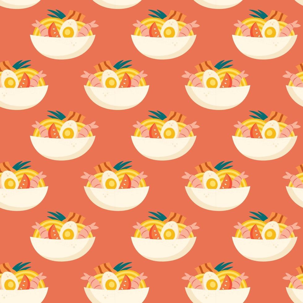 Ramen soup Seamless pattern Packaging design Editable background color vector