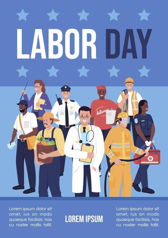 Labor day poster flat vector template