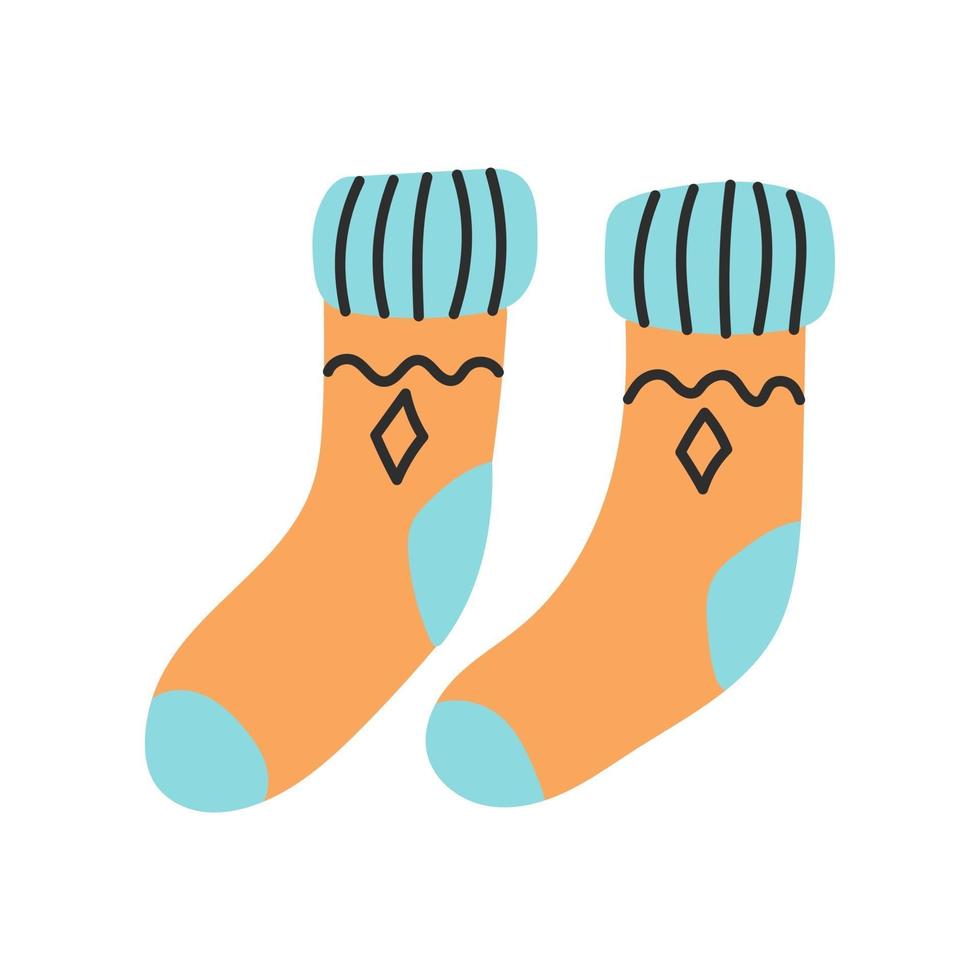 Warm socks with a pattern. Vector illustration in a flat style