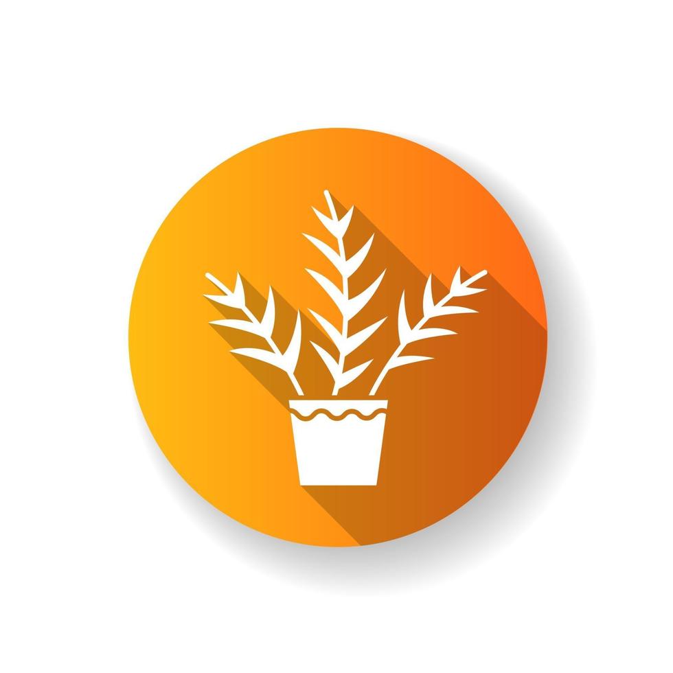 Parlor palm orange flat design long shadow glyph icon vector