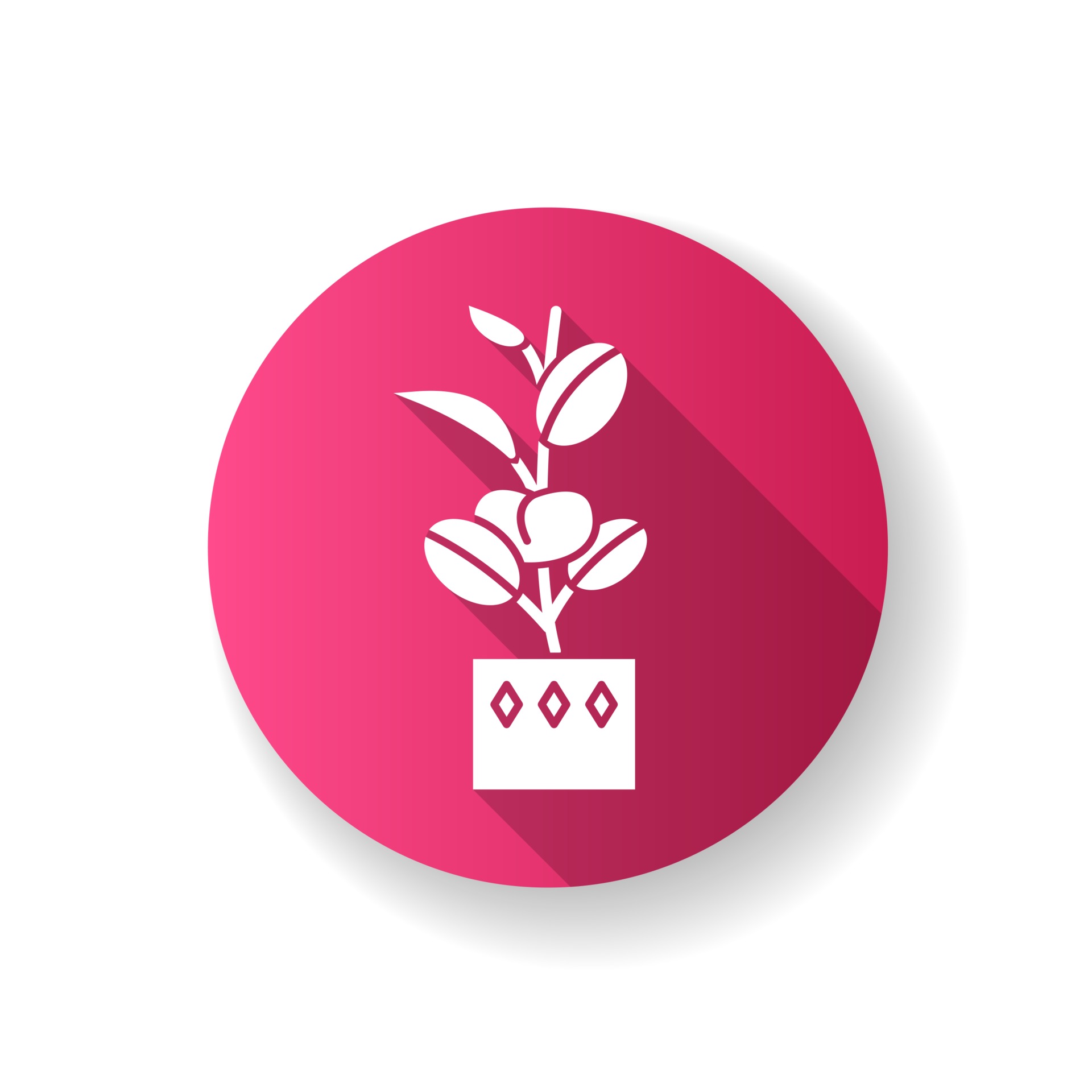 Ficus elastica pink flat design long shadow glyph icon 3092788 Vector