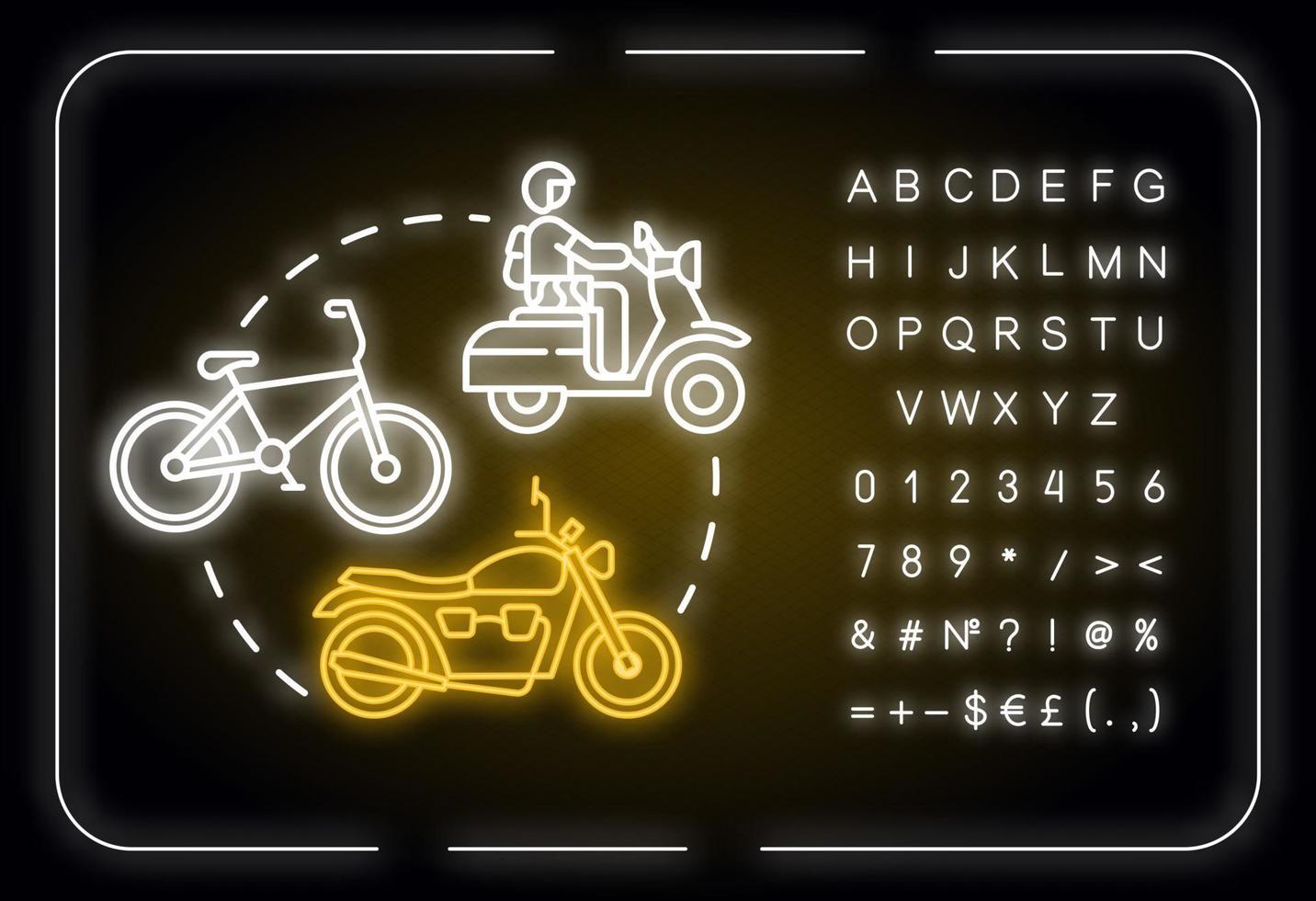 icono de concepto de luz de neón de bicicleta vector