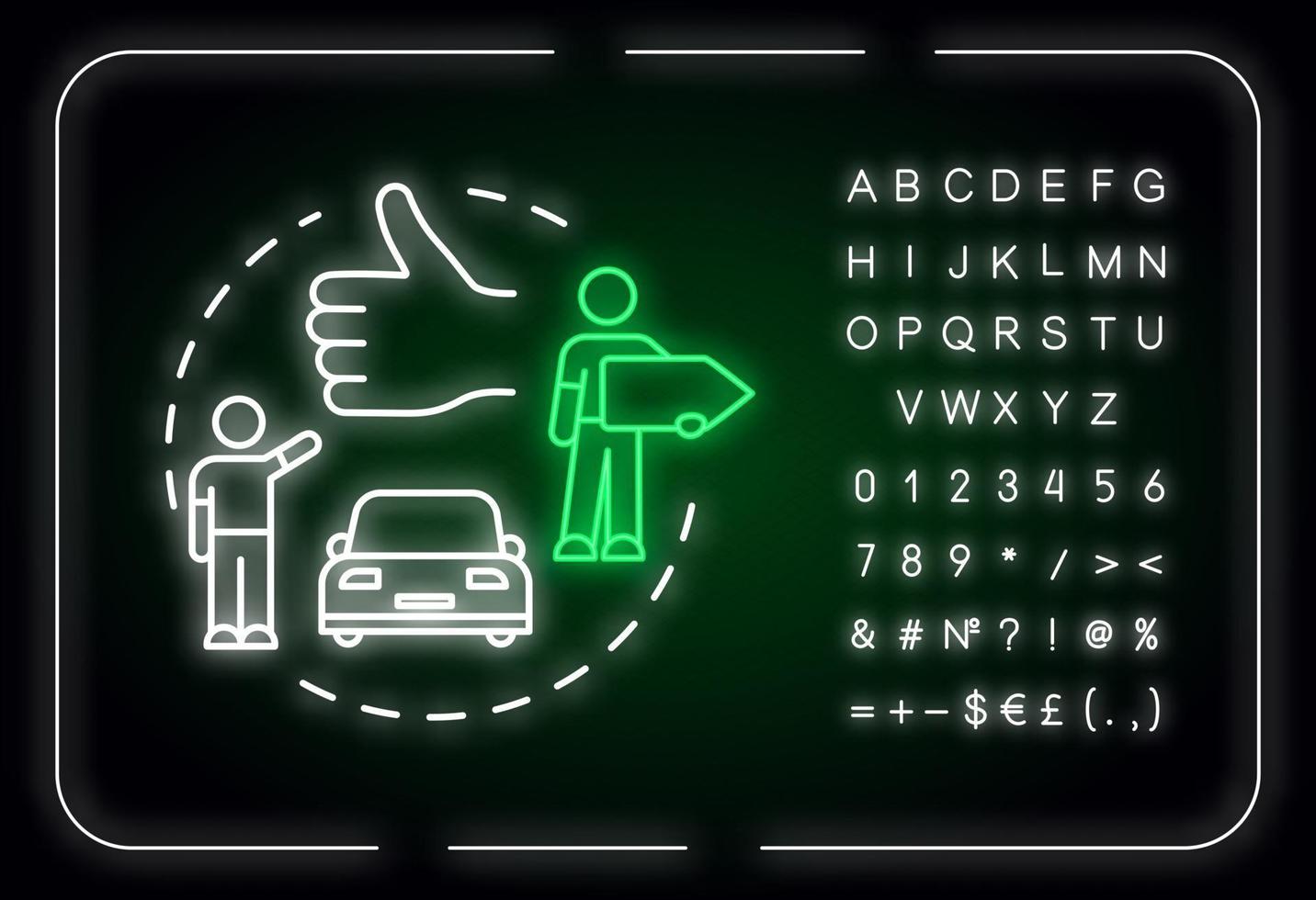 Hitchhiking neon light concept icon vector