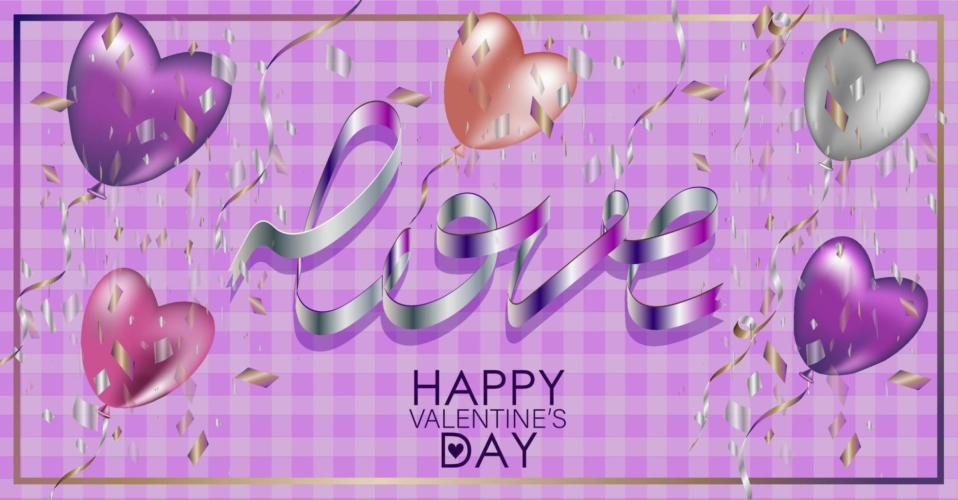 Valentine's Day greeting card. Pearly balloons vector