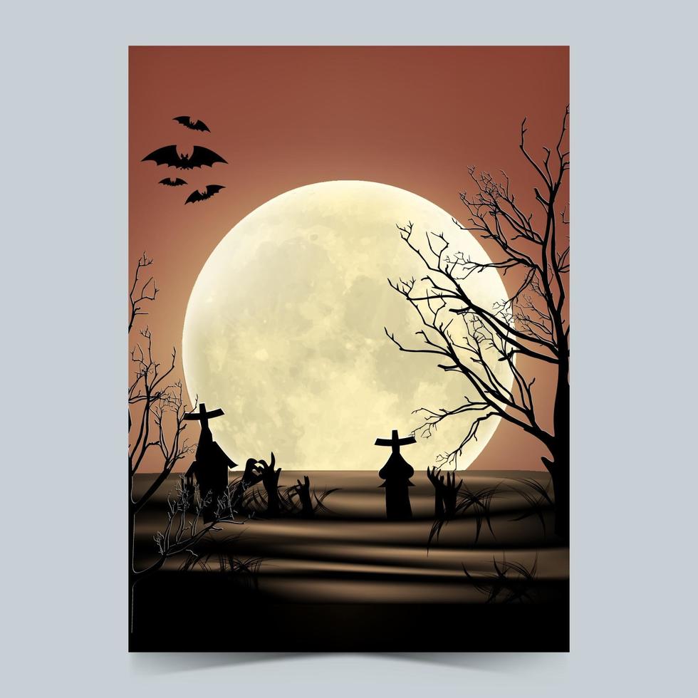 Halloween party poster template design vector