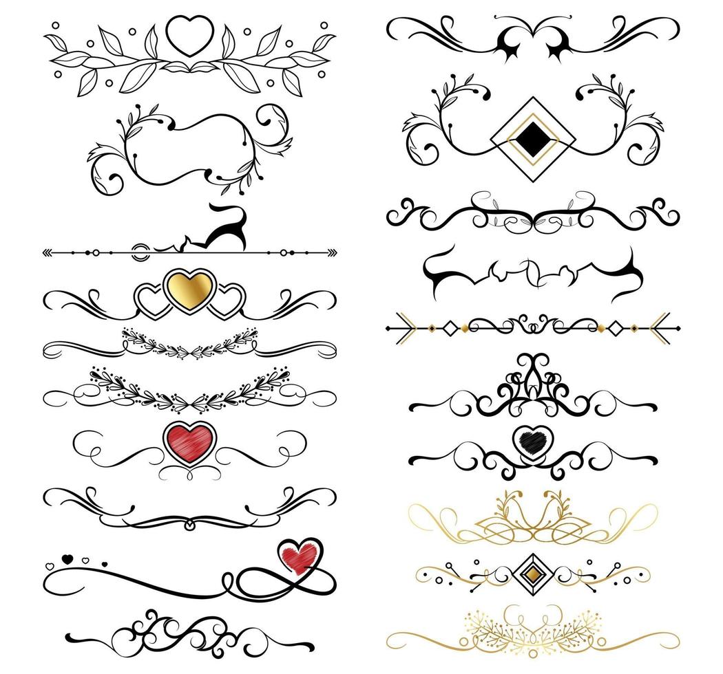 Seth selection of various line ornaments elements - Vector