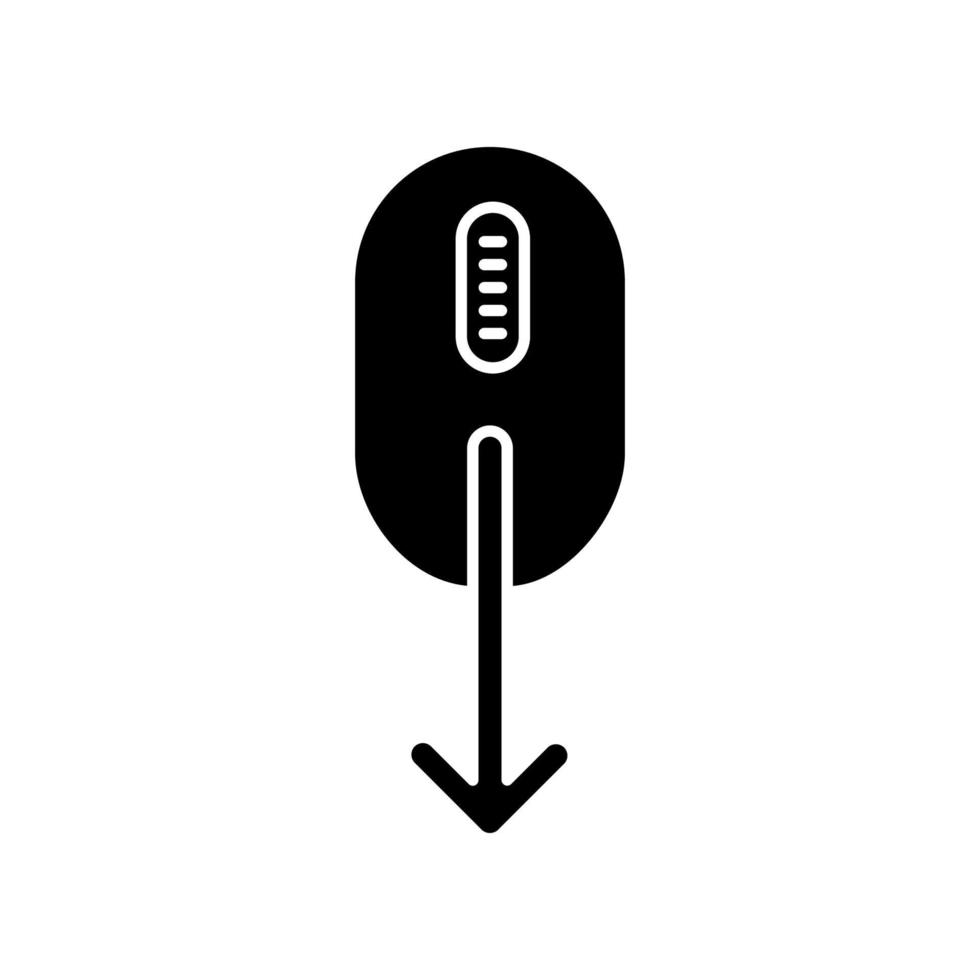 Mouse and down arrow black glyph icon vector
