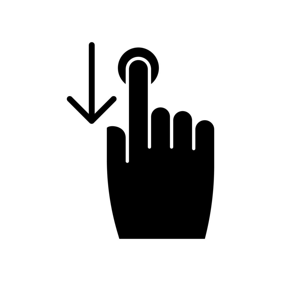 Down scrolling finger black glyph icon vector