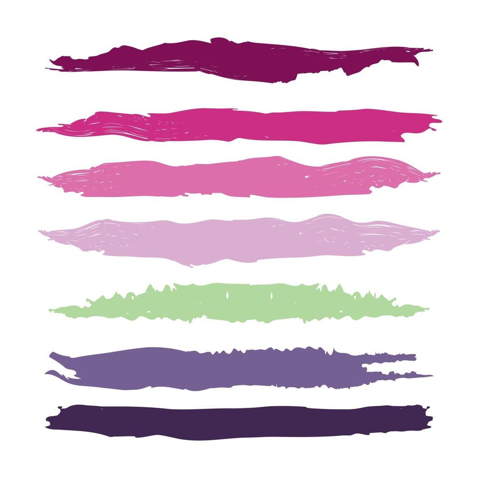 Various strokes of color paint on white background - Vector