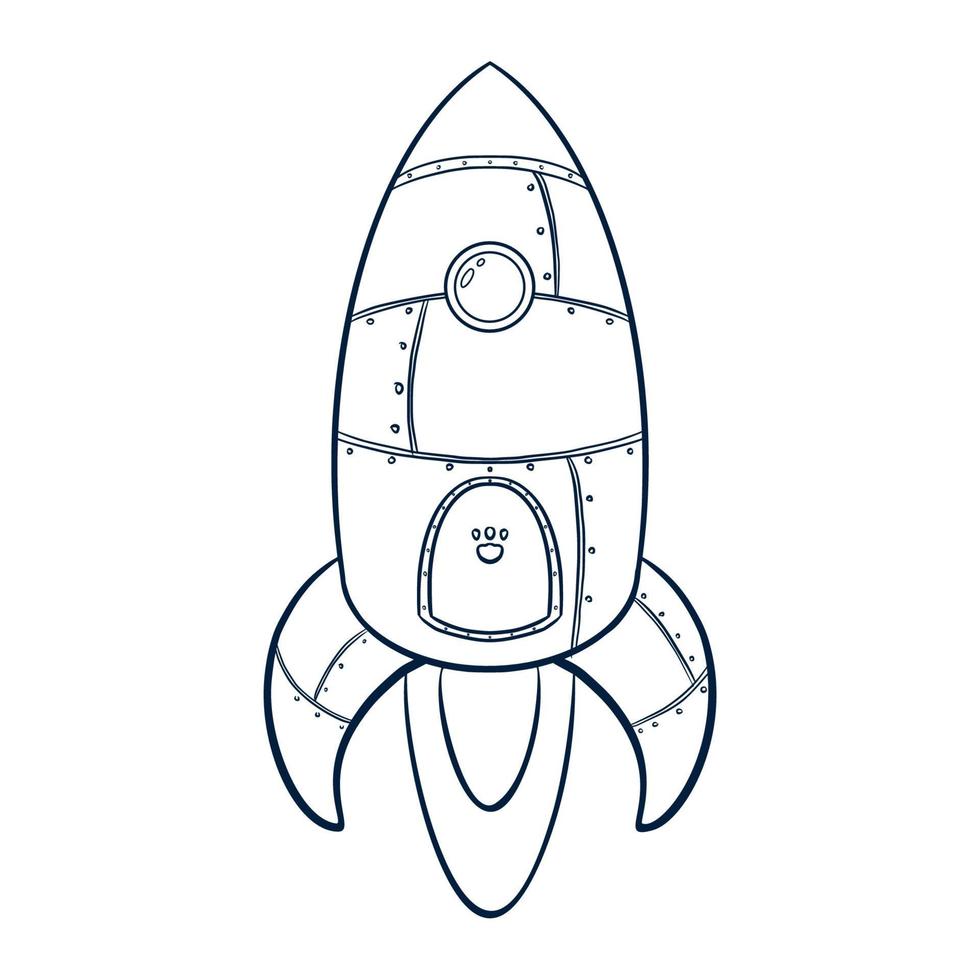 Line Art Rocket Illustration vector