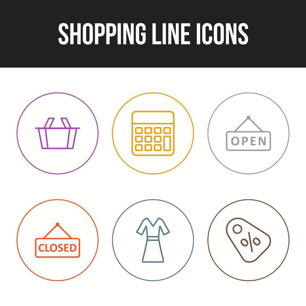 conjunto de iconos únicos de iconos de línea de compras vector