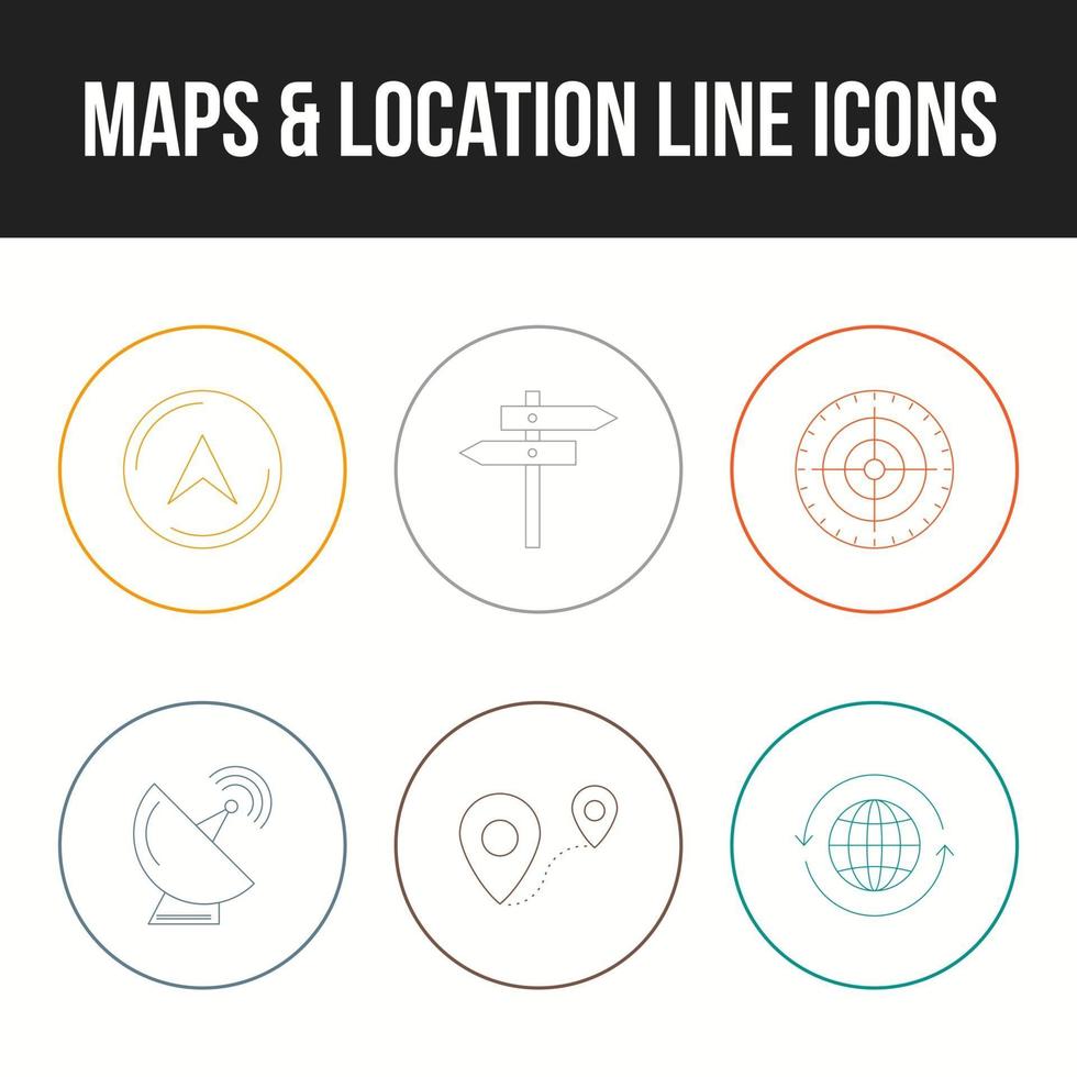 Beautiful maps and location line icon set vector