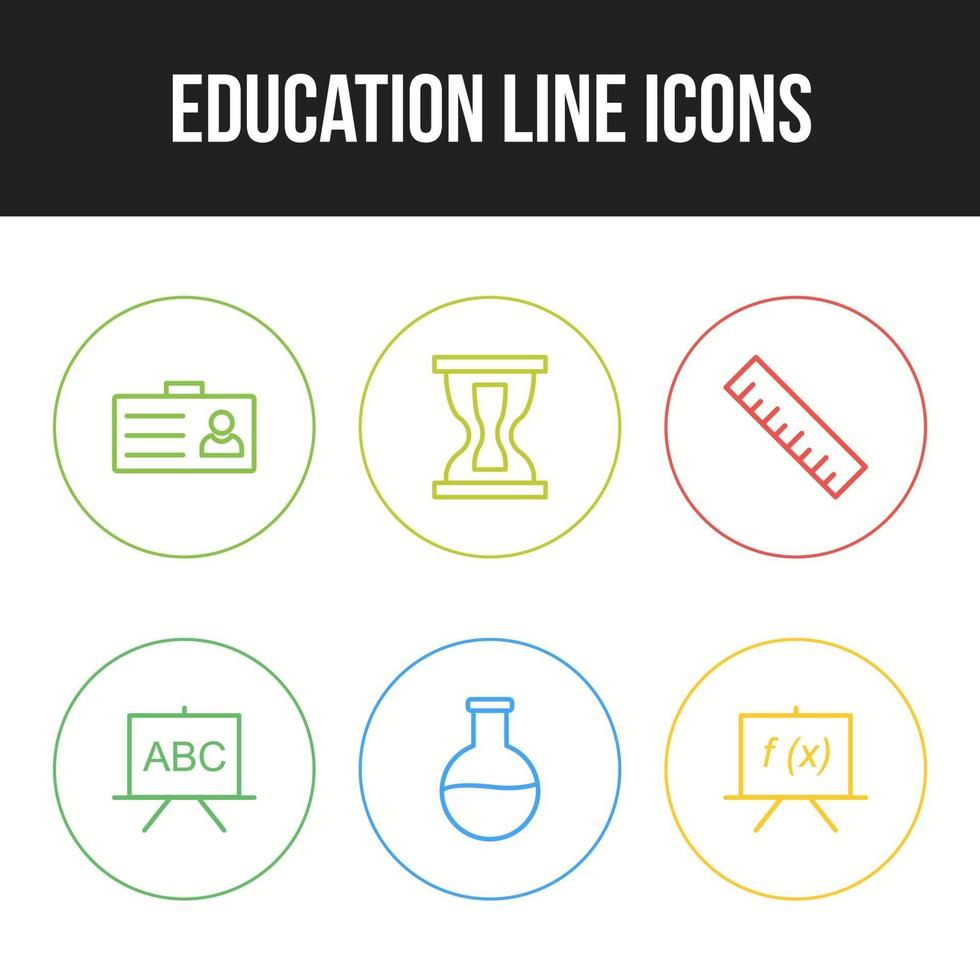 Beautiful Six Education and Schooling Line Icon set vector