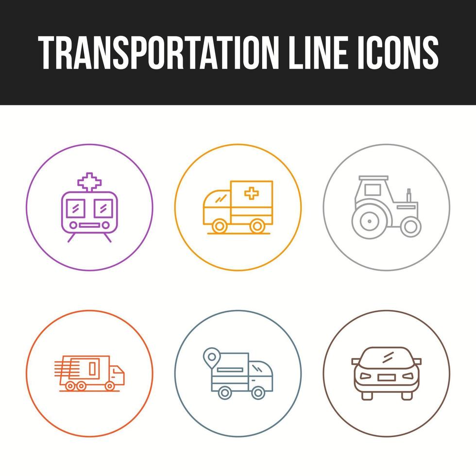 hermoso conjunto de iconos de línea única de transporte vector