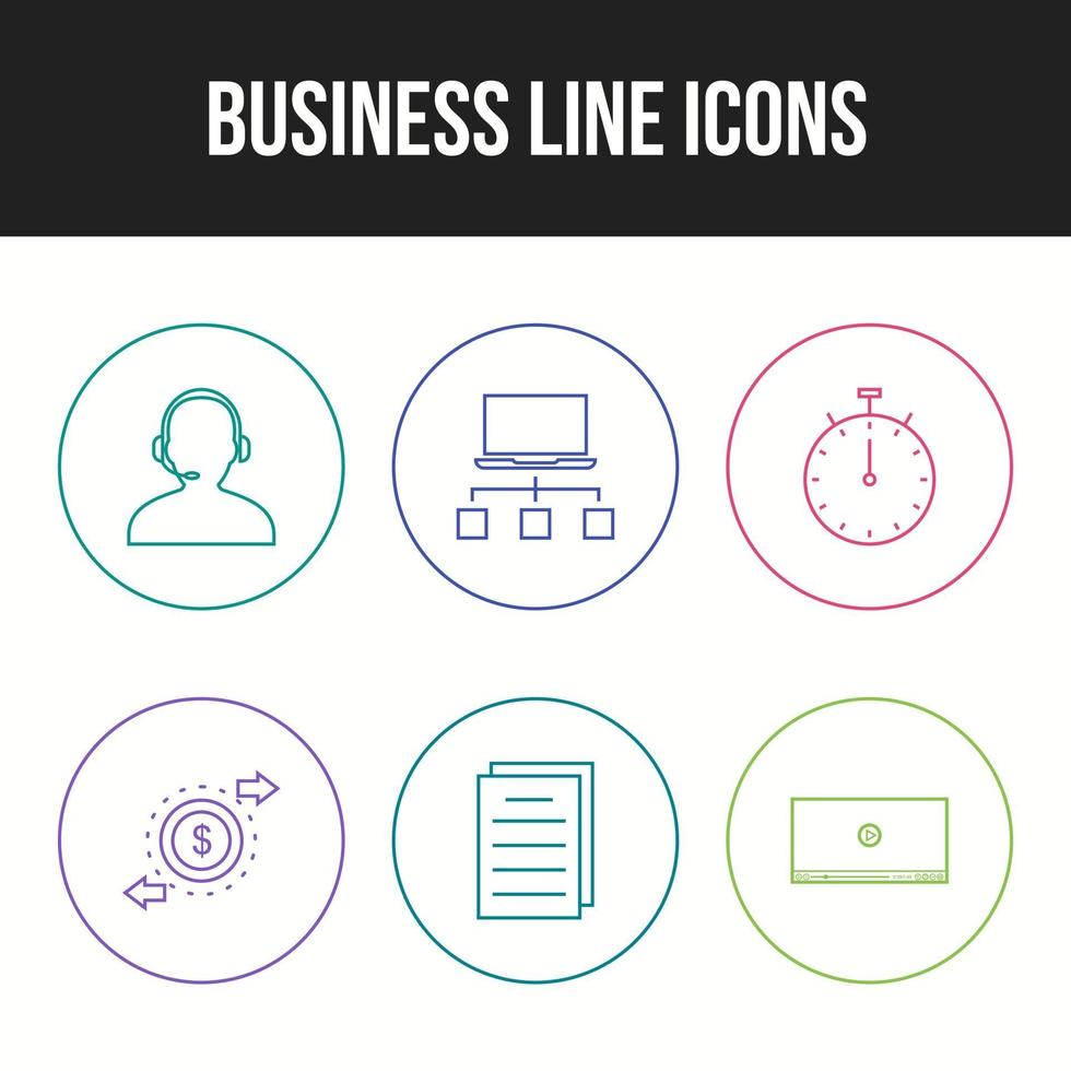 6 Beautiful Business Line vector icon set