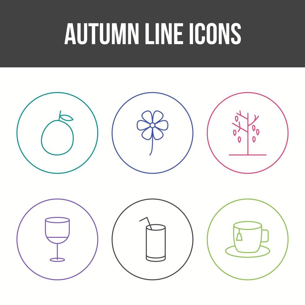 conjunto de iconos de vector de otoño único