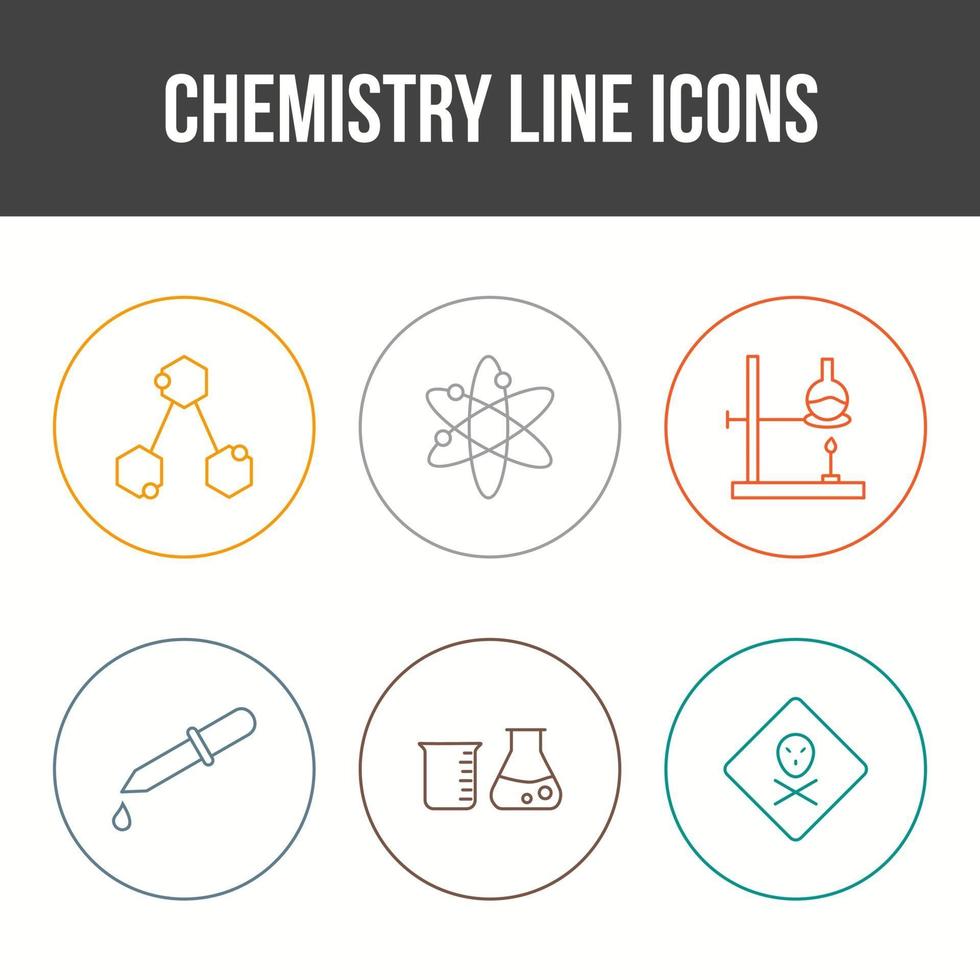 conjunto de iconos de vector de línea de química única