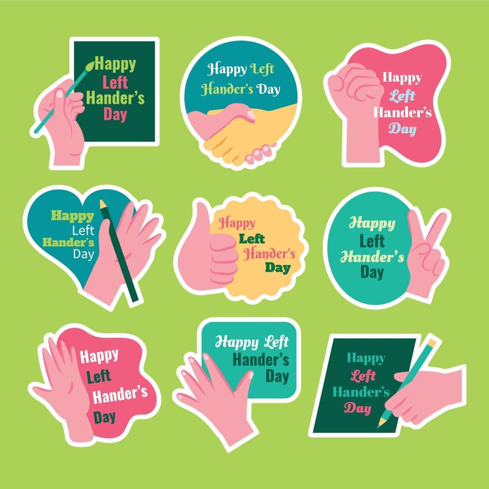 Happy Left Handers Day Sticker Template Set vector