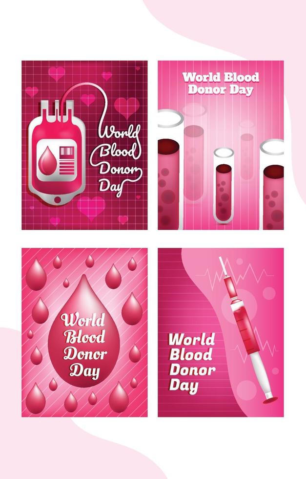 World Blood Donor Day Card Template Set vector