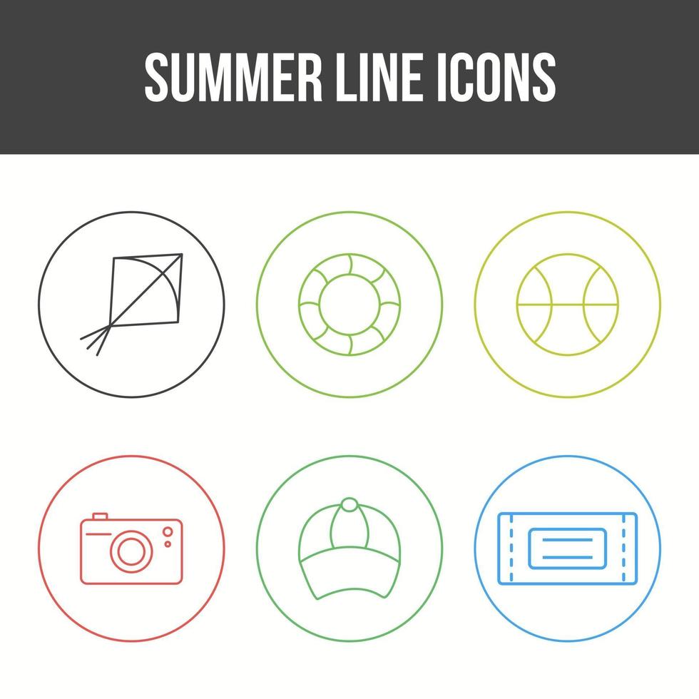 Unique Summer Line Vector Icon Set