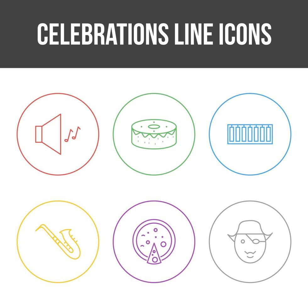 conjunto de iconos de vector de línea de celebración única