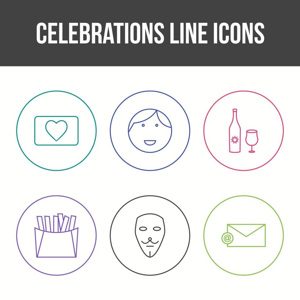 conjunto de iconos de vector de línea de celebración única