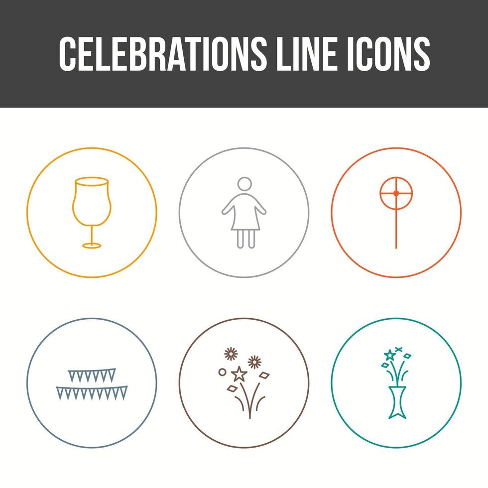 Conjunto de iconos de vector de 6 celebraciones