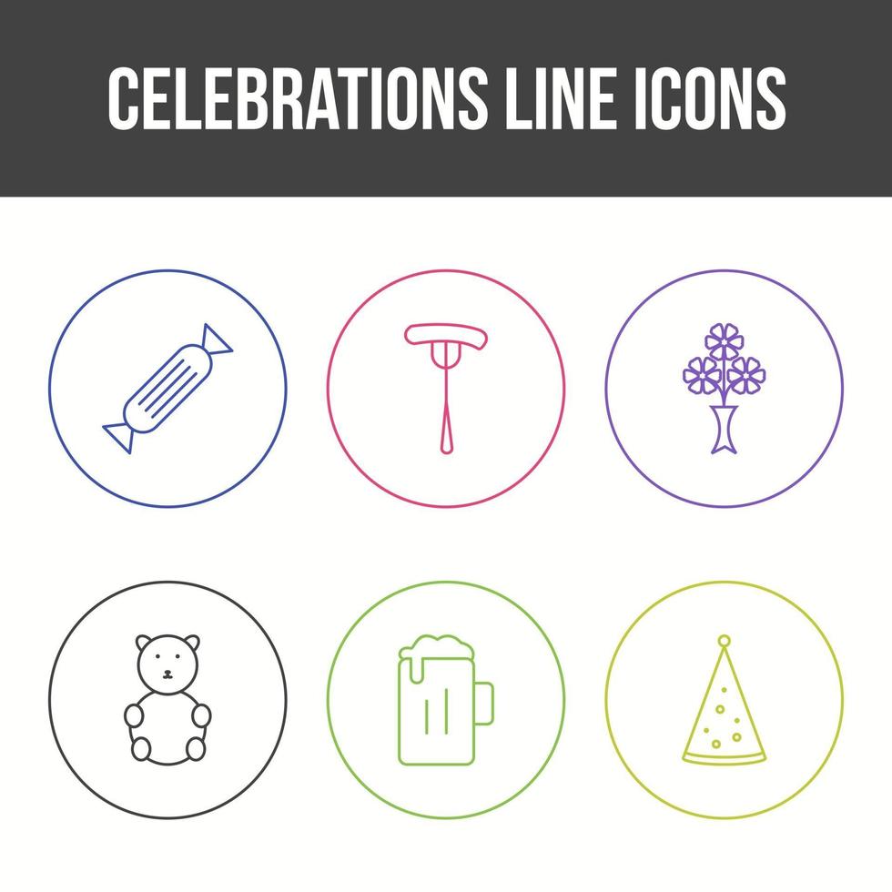 Unique Celebration Line Vector Icon Set