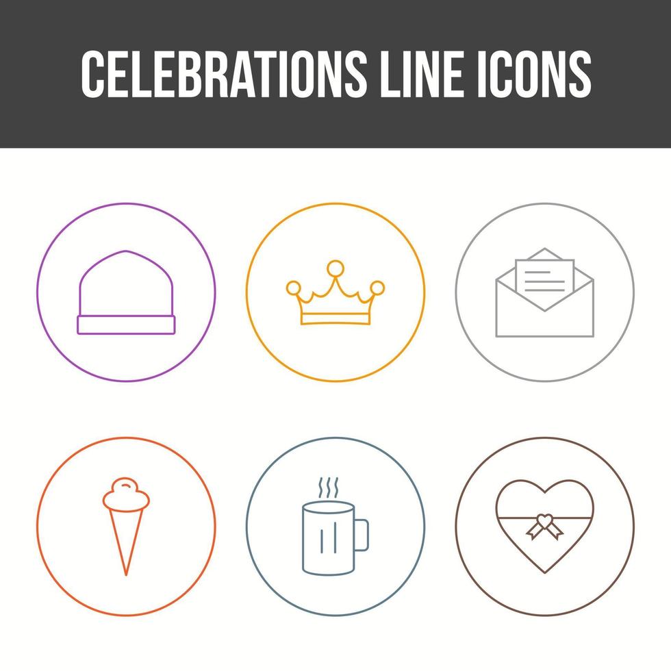 Unique Celebration Line Vector Icon Set