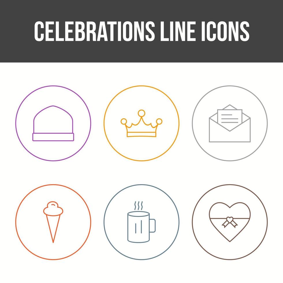 conjunto de iconos de vector de línea de celebración única