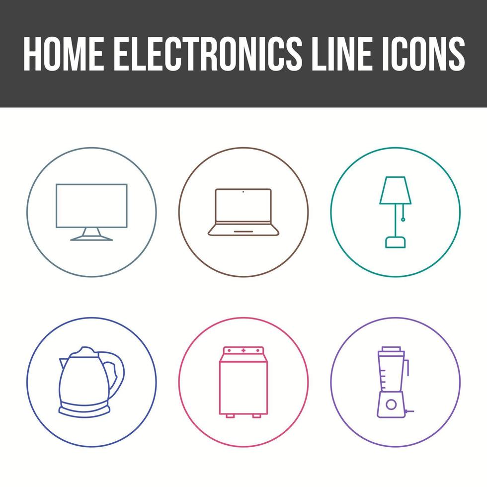 Unique Home Electronics Line Icon Set vector