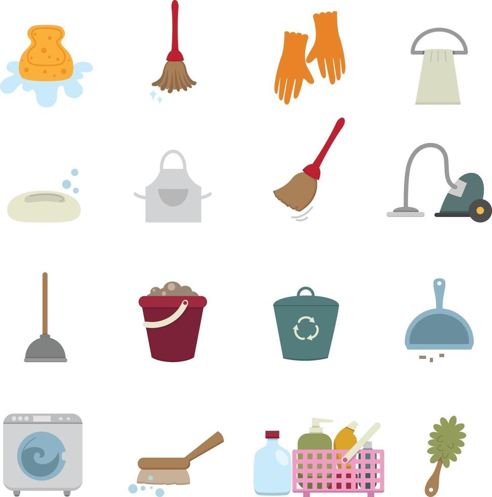 Cleaning icons set vector