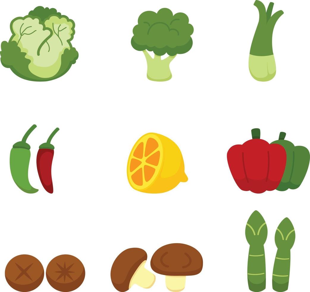 iconos de verduras aisladas sobre fondo blanco vector