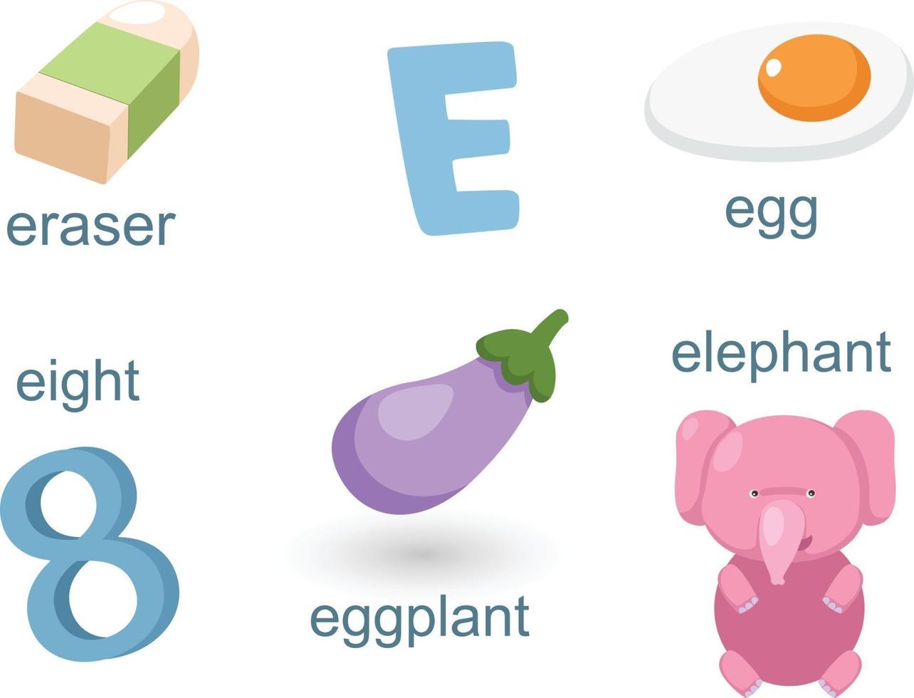 Alphabet E set vector