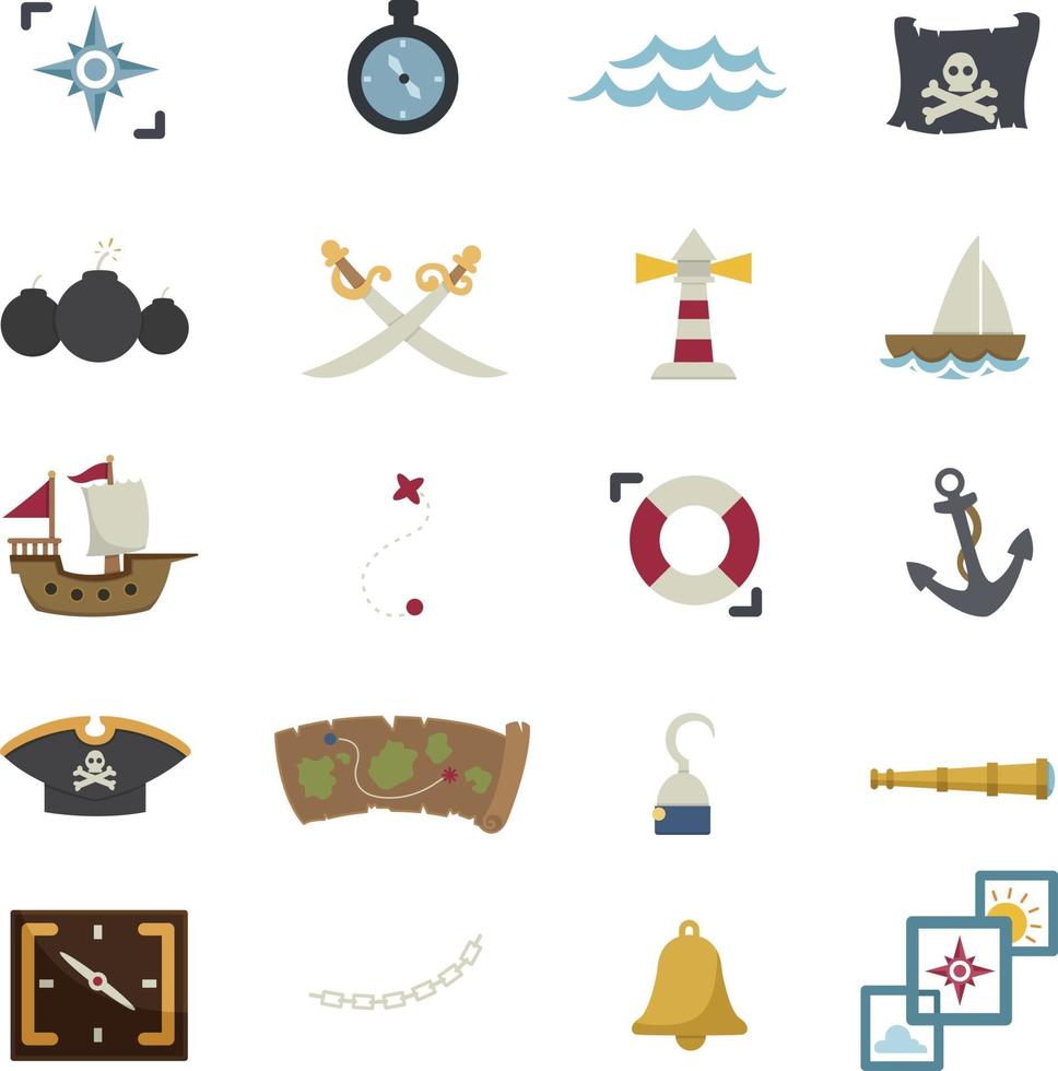 conjunto de iconos de piratas vector