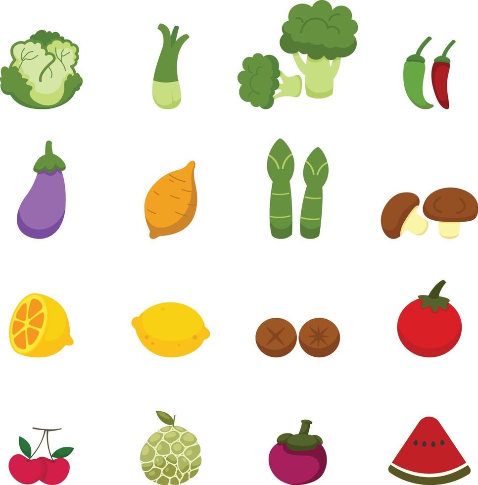 Vegetables and fruits icons vector
