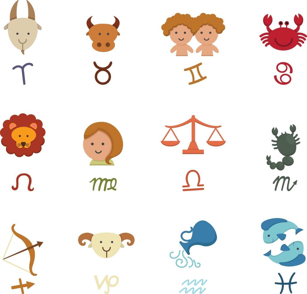 zodiac icons set vector