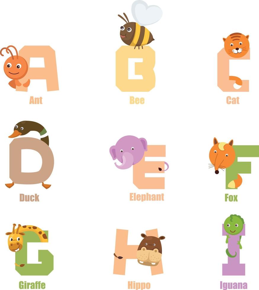 Alphabet Animal A-I vector