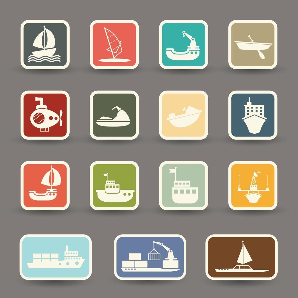 boats and ships icons vector