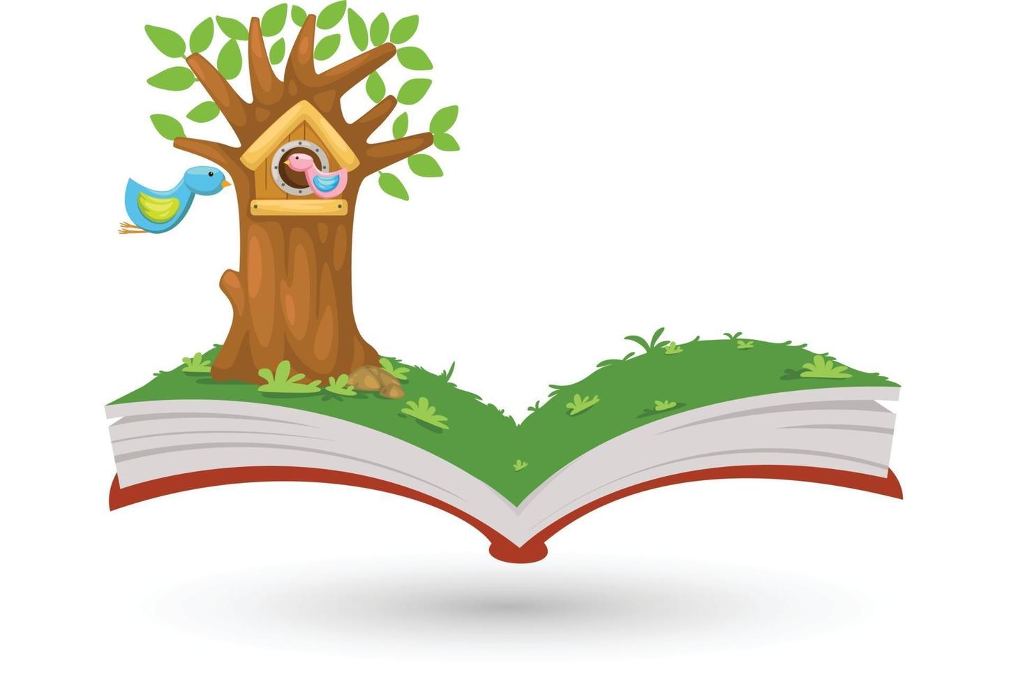 Open book in bird house vector