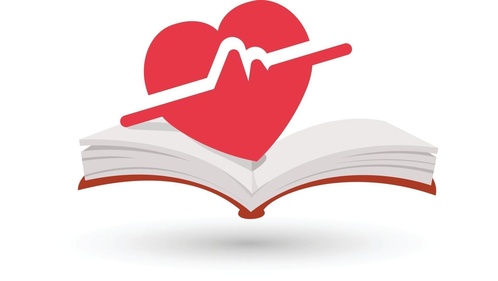 Heart beating book vector