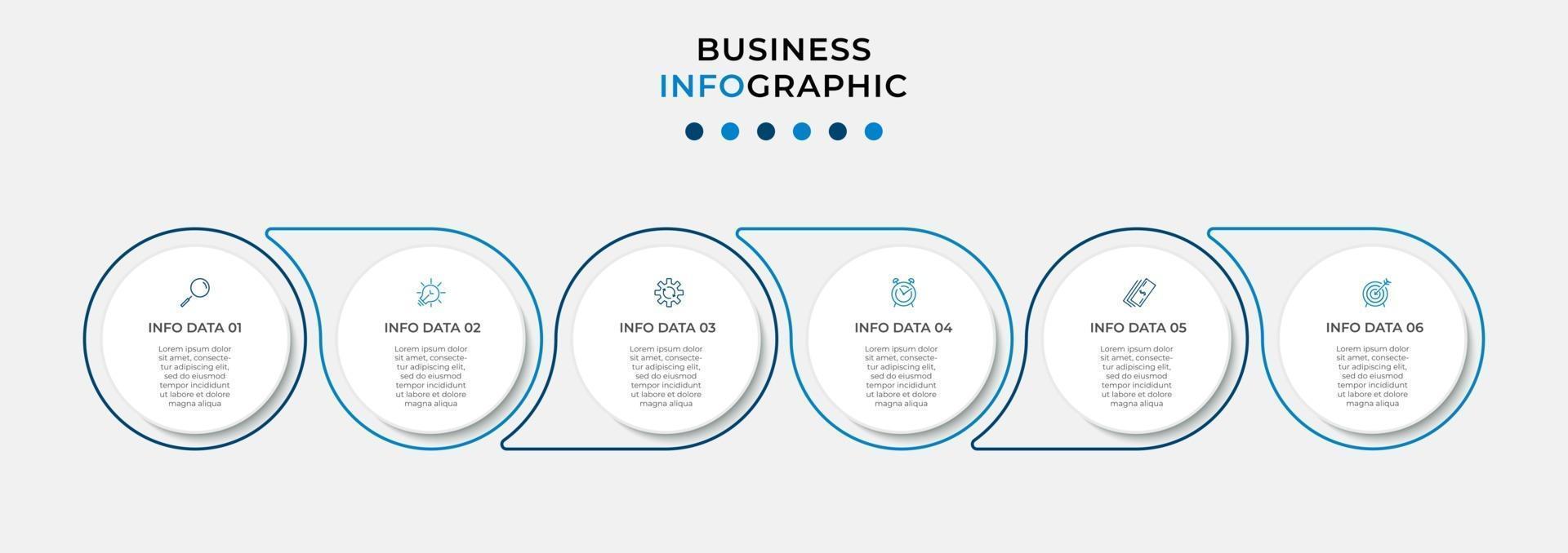 Infographic design template with icons and 6 options or steps vector