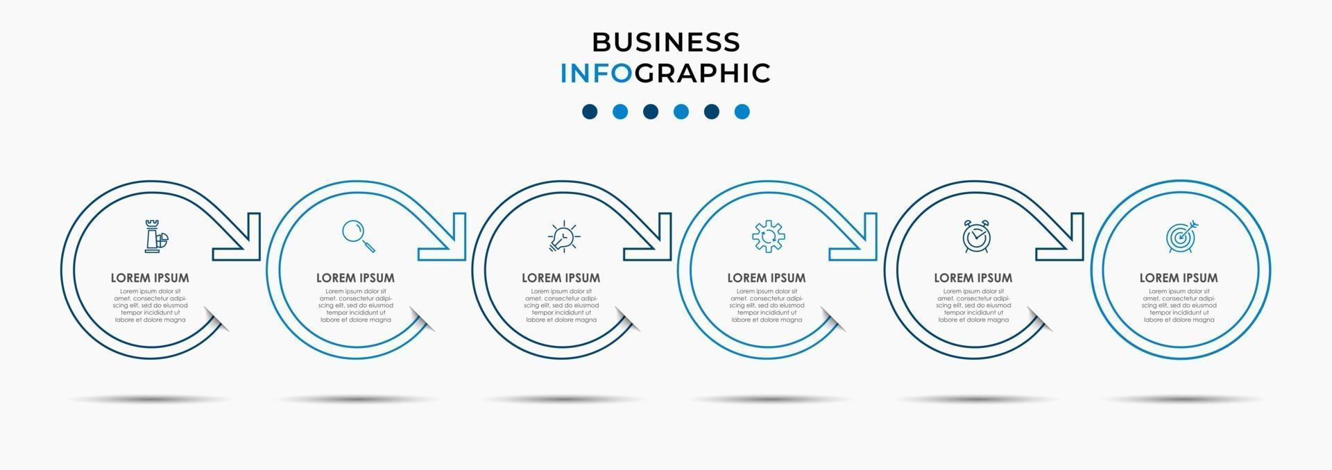 Infographic design template with icons and 6 options or steps vector