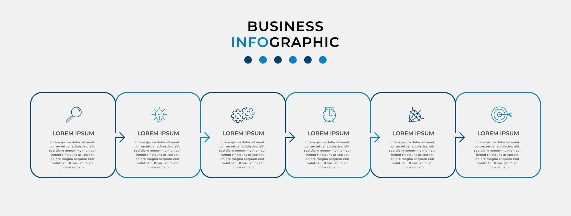 Infographic design template with icons and 6 options or steps vector