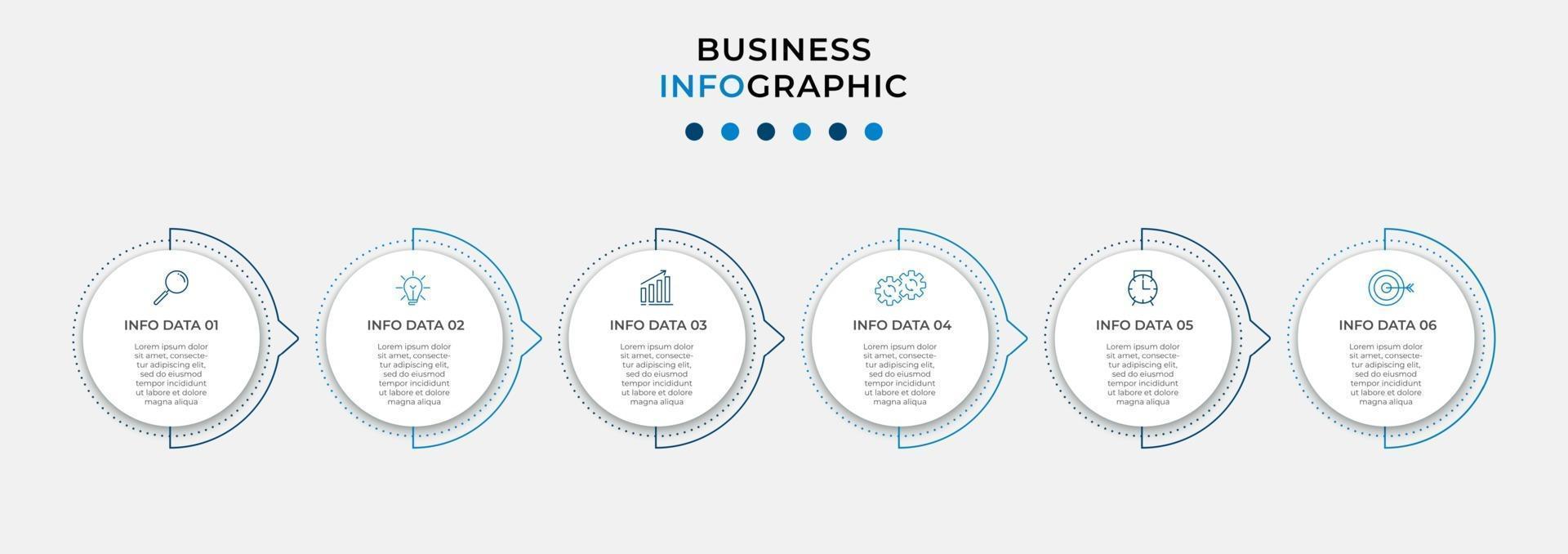 Infographic design template with icons and 6 options or steps vector