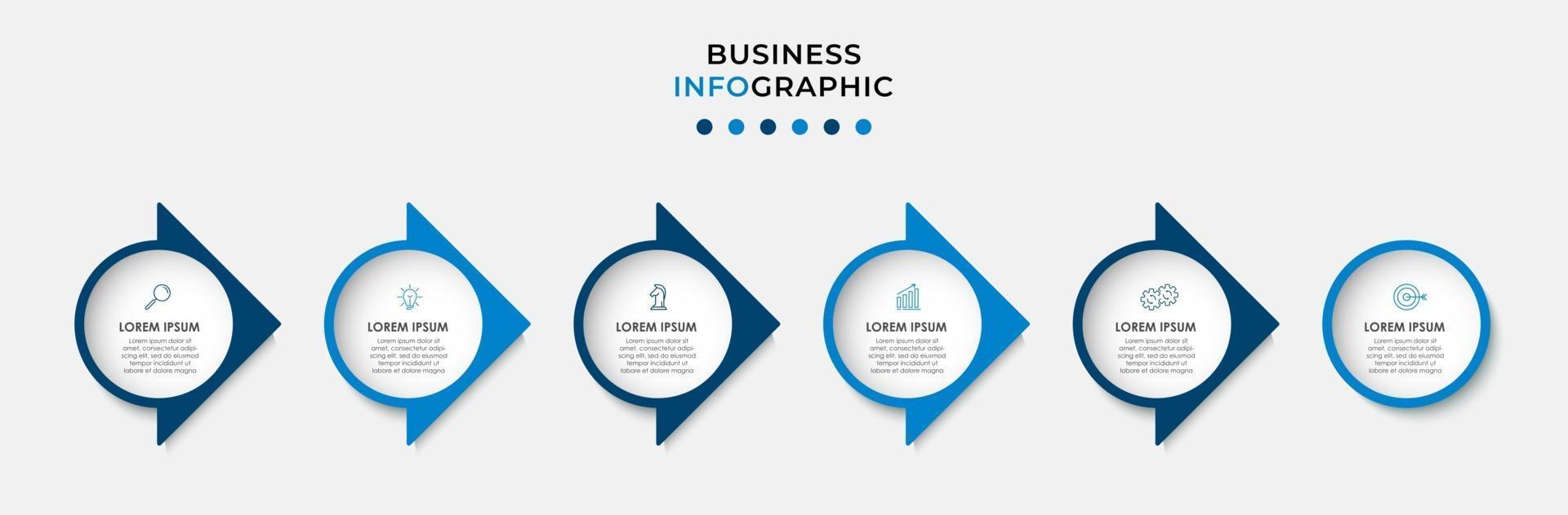 Infographic design template with icons and 6 options or steps vector