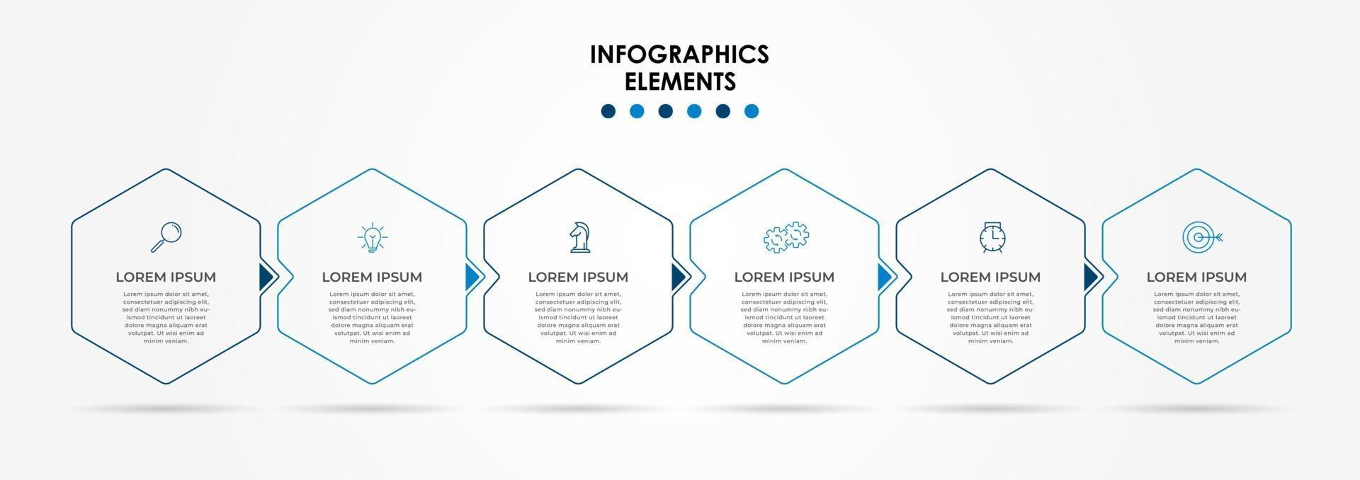 Infographic design template with icons and 6 options or steps vector