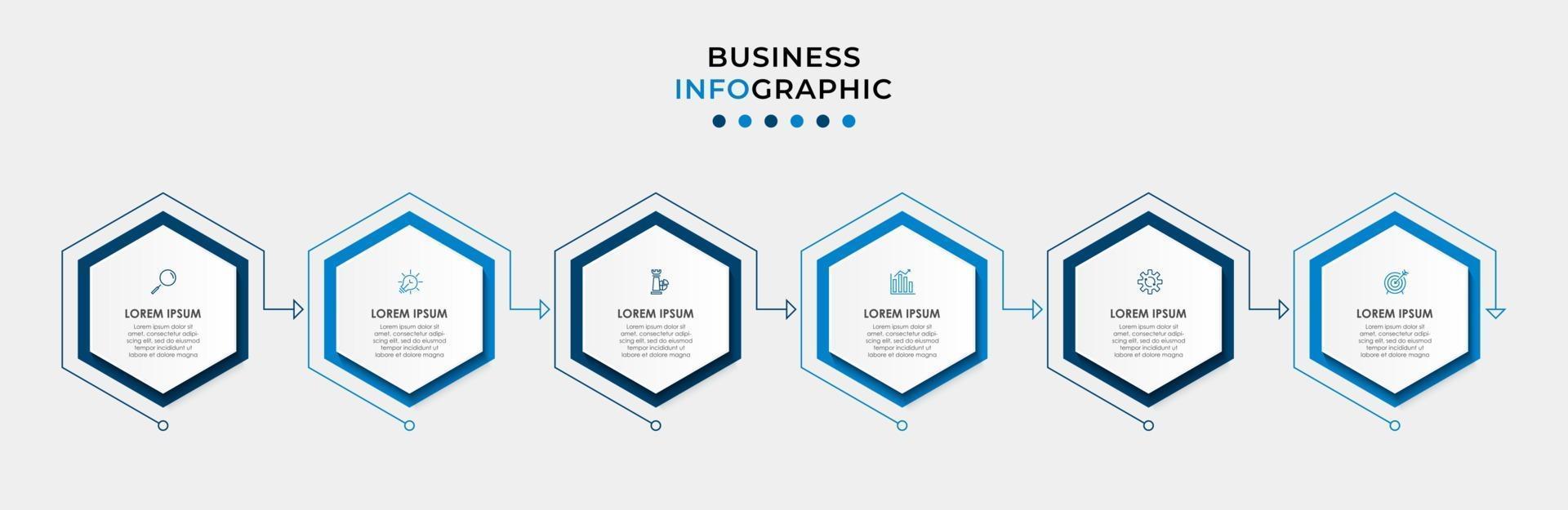 Infographic design template with icons and 6 options or steps vector