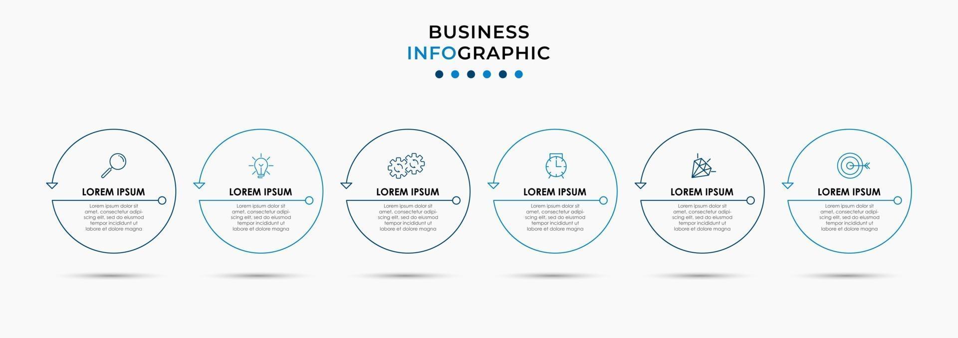 Infographic design template with icons and 6 options or steps vector