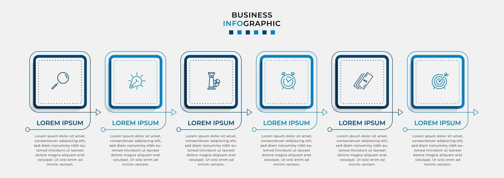 Infographic design template with icons and 6 options or steps vector